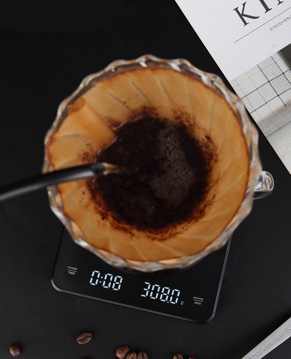 Precision Scale - Barista Scale - Coffee Scale with Timer - Small 3 kg / 0 g Coffee Scale with Gravity Sensor - Rechargeable Kitchen Scale - Barista Essential - High Precision - Black - Image 7