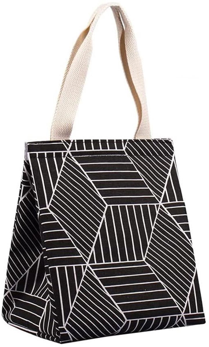 Lunch bag - Insulated bags - Insulated lunch bag for women - Sturdy, foldable and portable lunch bag with wide opening - With interior pockets - Insulated and leakproof cooler - For picnics and beaches for adults (Black Diamond) - Image 1