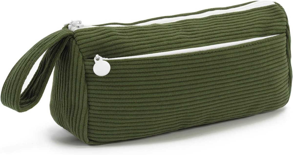 Corduroy pencil case - Pretty pencil case with a practical zipper - Makeup bag - Suitable for school-aged teenagers, boys and girls - Image 1