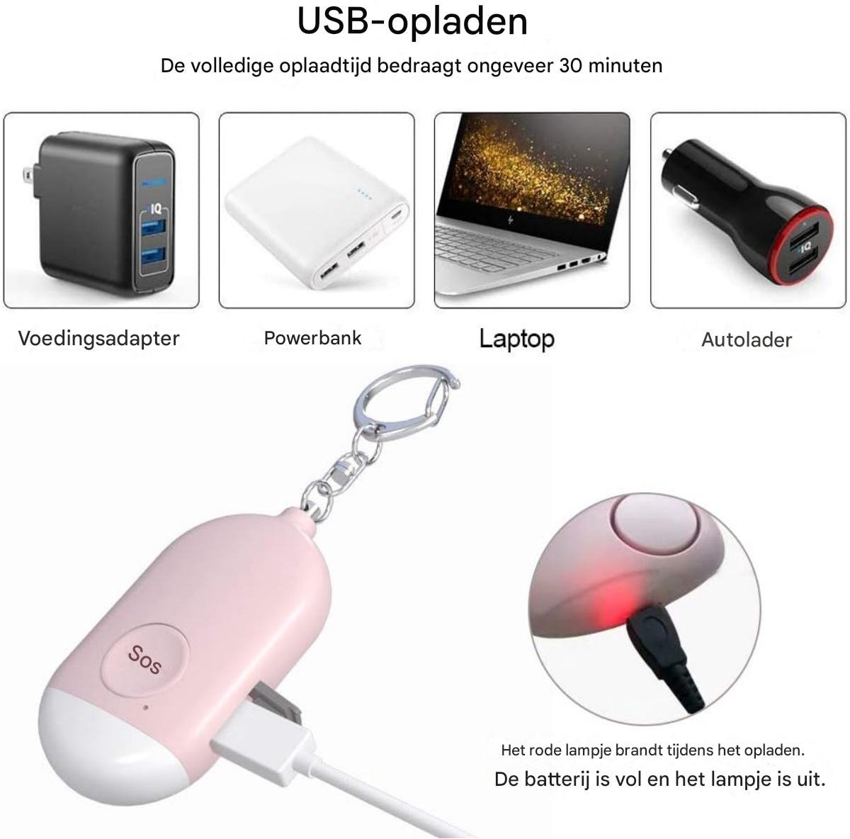Rechargeable Personal Alarm – Keychain – Personal Alarm – Alarm Keychain – Rechargeable LED Flashlight – Self-Defense Products – Self-Defense Alarm – Personal Alarm – Pink - Image 6
