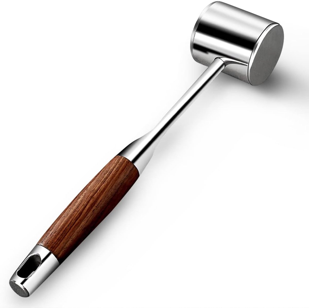 Professional Meat Tenderizer - Meat Mallet - Double-Sided Stainless Steel Meat Tenderizer - Steak Mallet with Non-Slip Wooden Handle - Dishwasher Safe Kitchen Utensil - Image 1