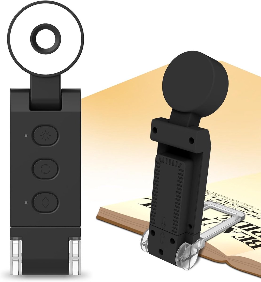 Reading light for books - For bed - With clip - Rechargeable - 5 settings - Bedside lamp - Black - Image 1