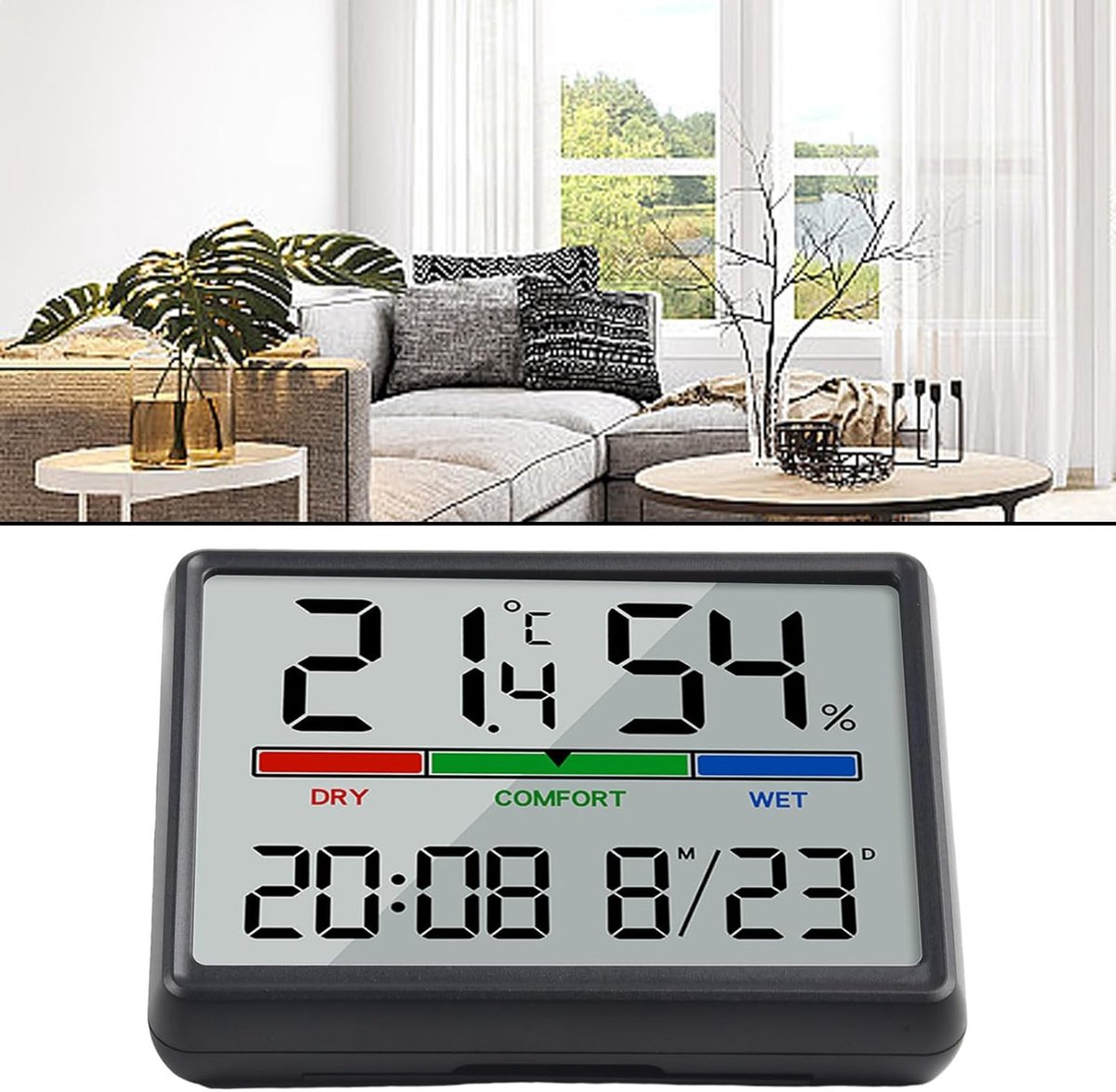 Wekker - Digital Alarm Clock - Weather Station - Room Thermometer - Digital Bathroom Clock - Shower Timer - Kitchen Thermometer - Gym - Bedroom - Kitchen - Office - Christmas Gifts - Black - Image 3