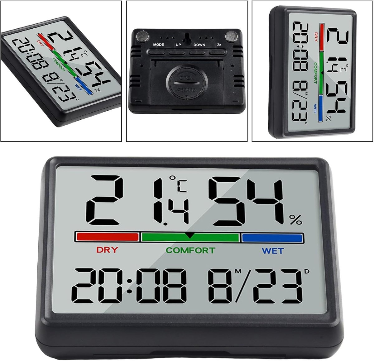 Wekker - Digital Alarm Clock - Weather Station - Room Thermometer - Digital Bathroom Clock - Shower Timer - Kitchen Thermometer - Gym - Bedroom - Kitchen - Office - Christmas Gifts - Black - Image 4