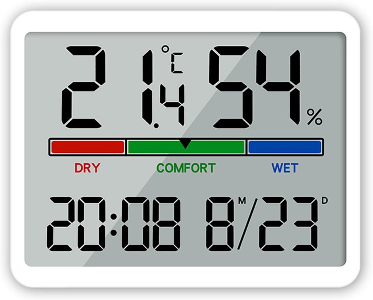Wekker - Digital Alarm Clock - Weather Station - Room Thermometer - Digital Bathroom Clock - Shower Timer - Kitchen Thermometer - Gym - Bedroom - Kitchen - Office - Christmas Gifts - Wit - Image 1