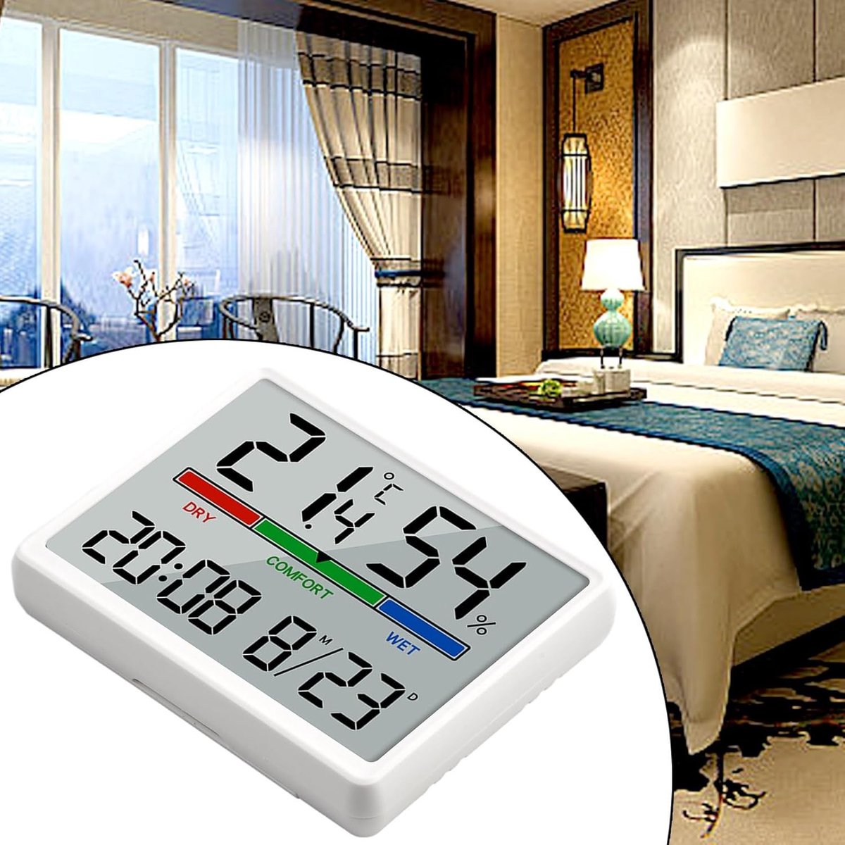Wekker - Digital Alarm Clock - Weather Station - Room Thermometer - Digital Bathroom Clock - Shower Timer - Kitchen Thermometer - Gym - Bedroom - Kitchen - Office - Christmas Gifts - Wit - Image 2