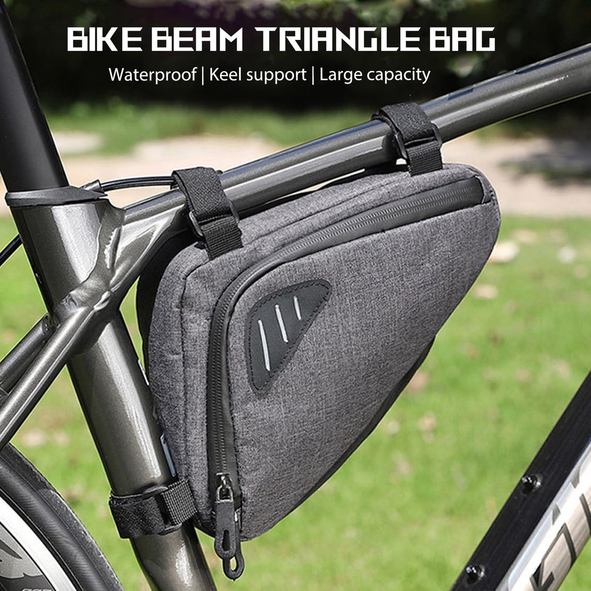 Bicycle pannier - Bicycle frame bag - Waterproof bicycle bag - Triangular bicycle frame bag - Mountain bike and road bike accessories, large capacity - Grijs - Image 4