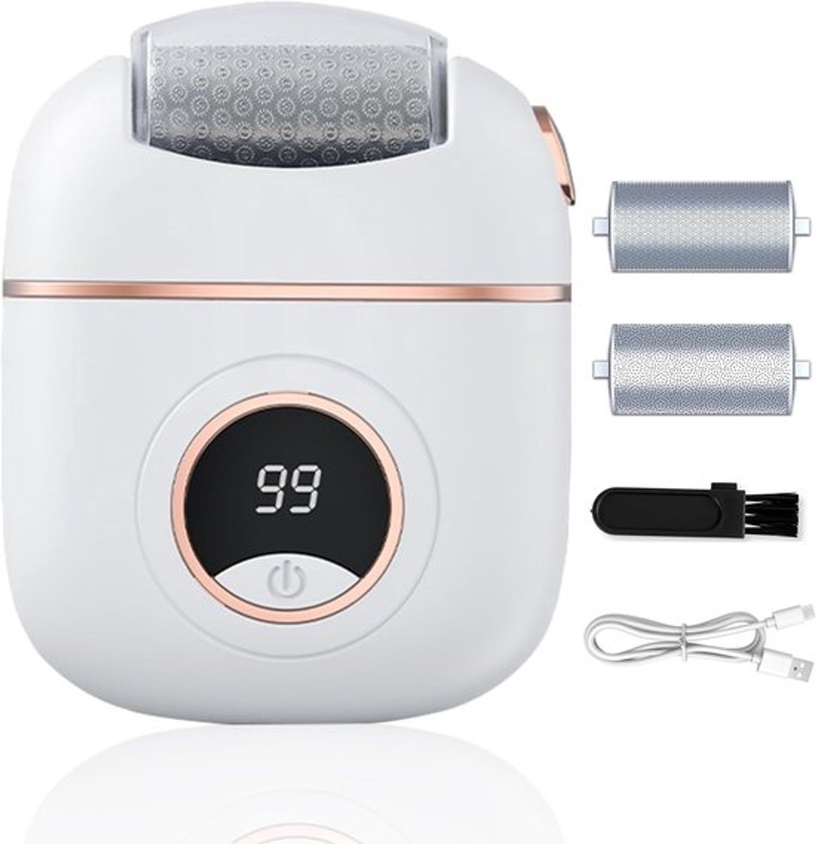 Electric Foot File - Removes Calluses and Dead Skin - Powerful Exfoliation - Built-in LED Light - Regenerative Exfoliation - Removes Calluses and Hard Skin - Wit - Image 1