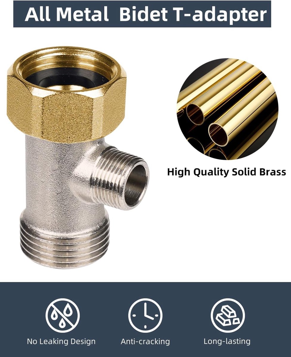 Bidet T-adapter, Metal T-valve for bidet (7/8