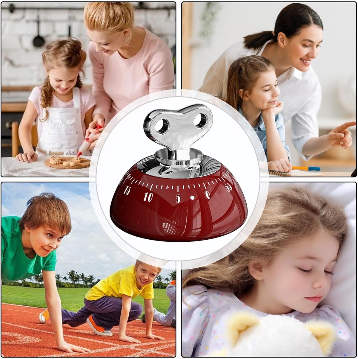 Educational Clock - High-Quality Educational Clock for Children - Kids Timer - Countdown Timer - Leather Time-Reading Clock - Educational Clock - Homework Helper - Educational Toys - Home Education - Red - Image 3