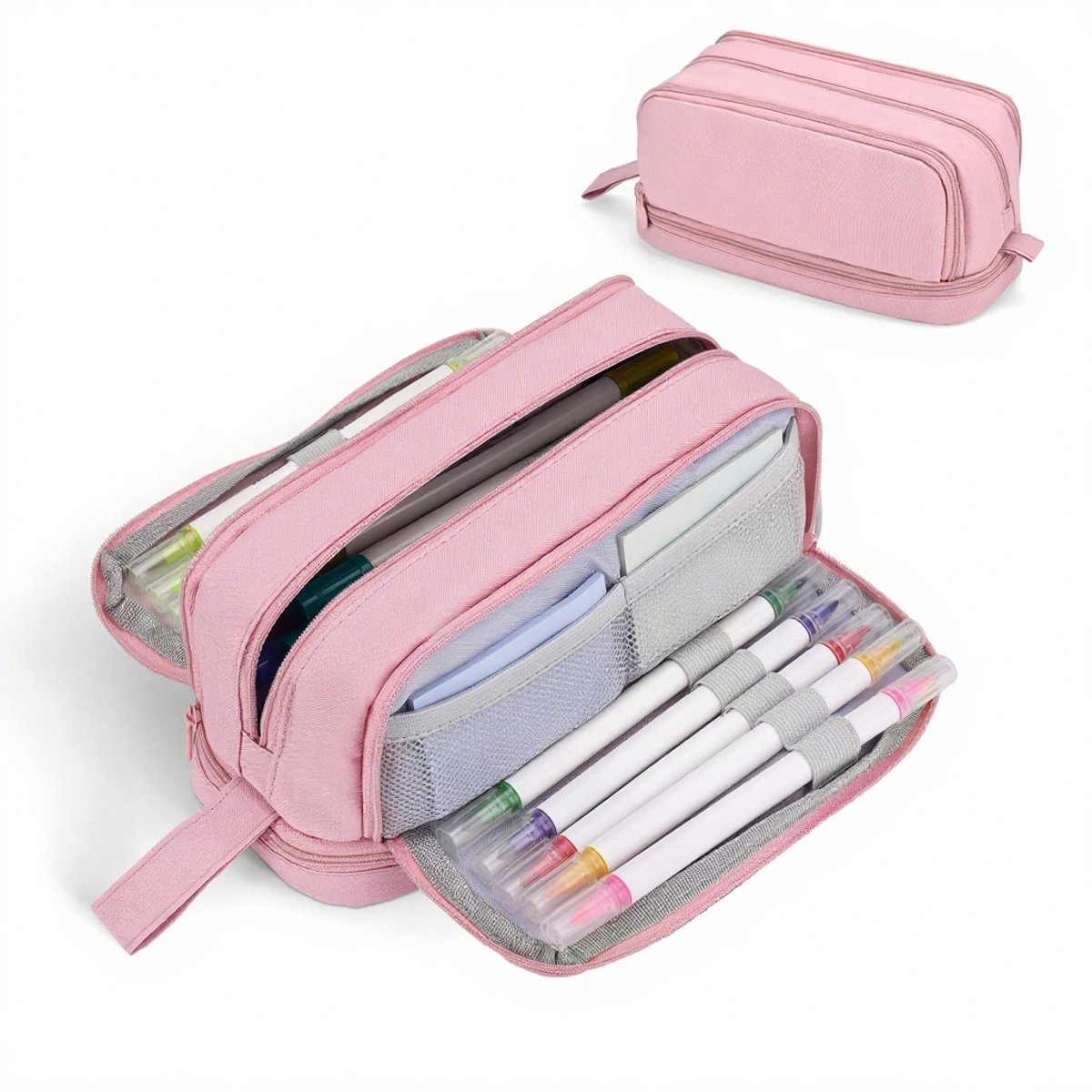 Pencil Case - Pencil Case - Pencil Case for Boys and Girls - Multifunctional Compartment Pencil Case - School Supplies - 22x11x9.5cm - Pink - Image 1