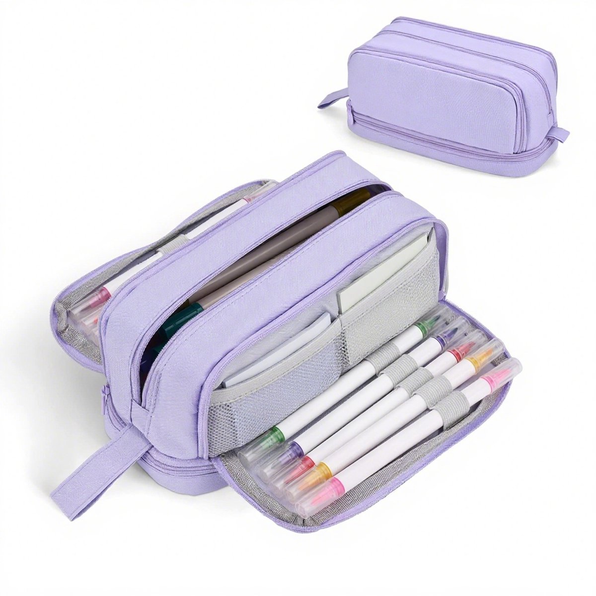 Pencil Case - Pencil Case - Pencil Case for Boys and Girls - Multifunctional Compartment Pencil Case - School Supplies - 22x11x9.5cm - Purple - Image 1
