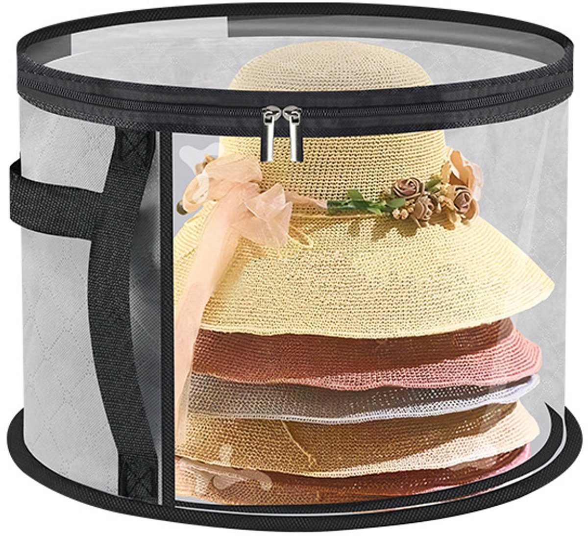 Storage Box - Extra Large Clear Hat Storage Bag - Holds up to 7 Hats - Cowboy Hat Wardrobe Storage Bag - Wide Brim Hat Box with Handle - (Grey) - Image 1