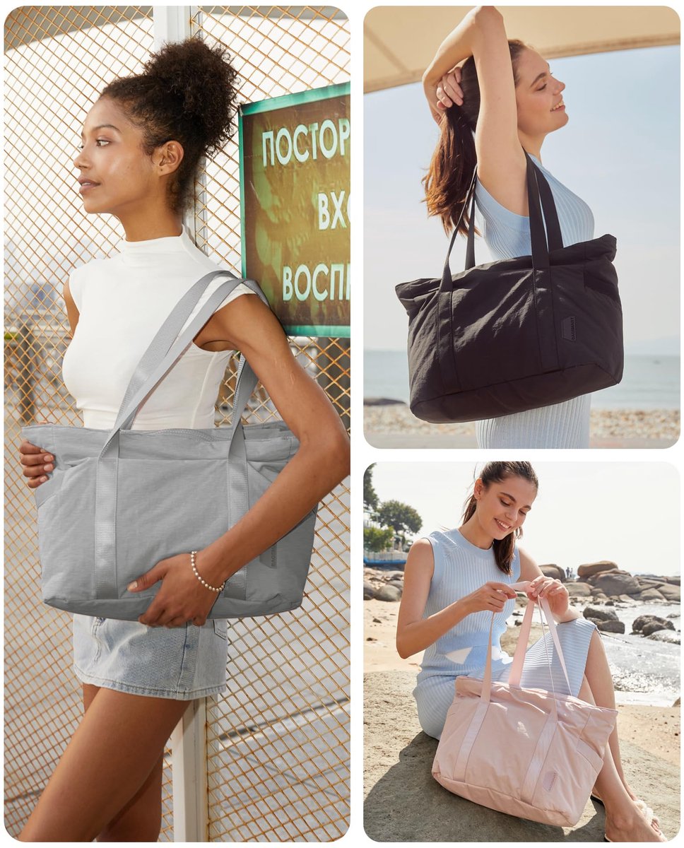 Women's Handbags - Women's Shoulder Bags - Women's Zippered Tote Bags - Large Shoulder Bags - Crossbody Bags - Women's Bags - Beach Bags - Yoga/Fitness/Travel Bags - Grijs - Image 7