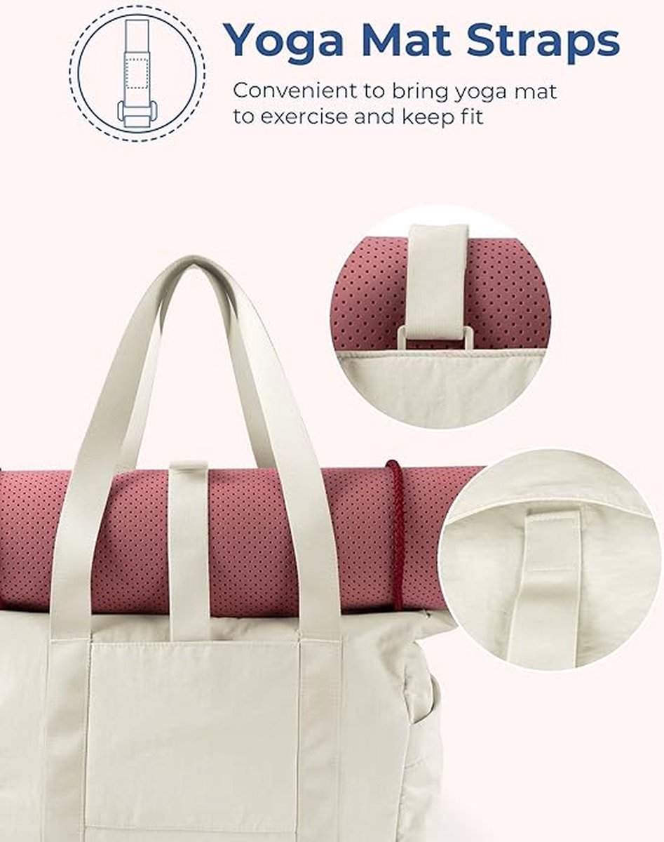Women's Handbags - Zip-Up Tote Bag - Large Shoulder Bag - School Bag - Crossbody Bag - Laptop Bag - Handbag - Tote Bag - Weekend Bag - Shopping Bag - Beach Bag - Yoga/Fitness/Travel Bag - Beige - Image 4