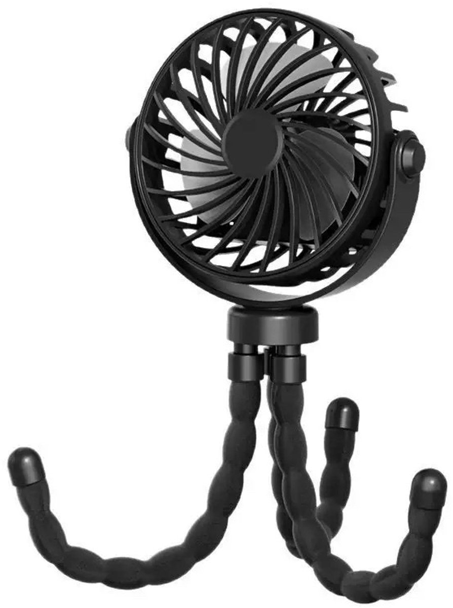 Handheld Fan - Rechargeable Portable Fan - Black - Cordless Handheld Table Fan - Mini Stroller Fan - 3 Modes - Mini Fan - Festival Fan - Octopus Fan - Image 1