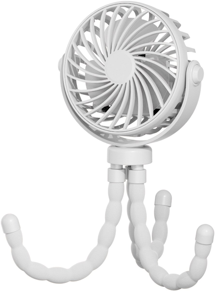 Handheld Fan - Rechargeable Portable Fan - Wit - Cordless Table Fan - Mini Stroller Fan - 3 Modes - Mini Fan - Festival Fan - Octopus Fan - Image 1