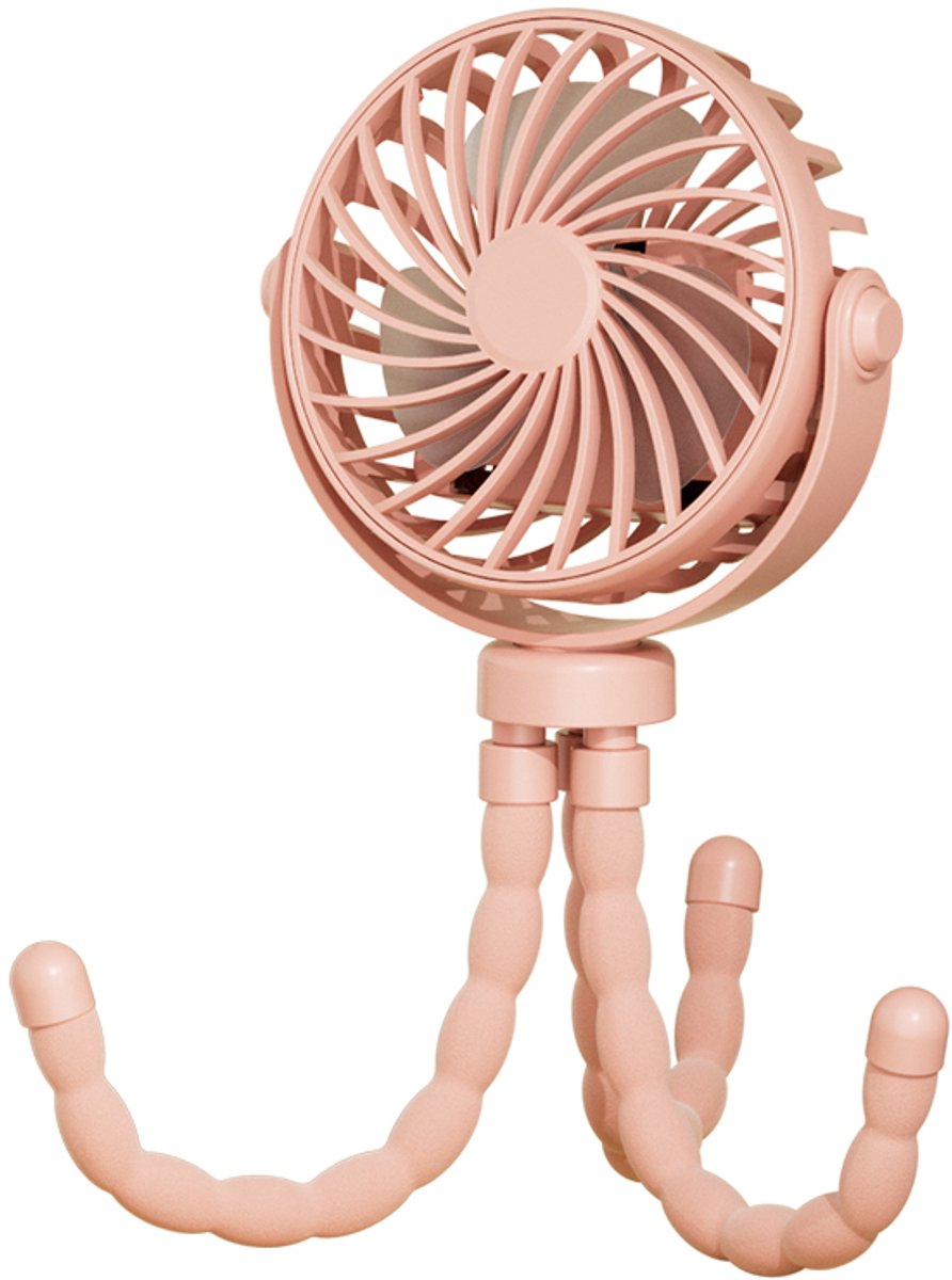 Handheld Fan - Rechargeable Portable Fan - Pink - Cordless Table Fan - Mini Stroller Fan - 3 Modes - Mini Fan - Festival Fan - Octopus Fan - Image 1