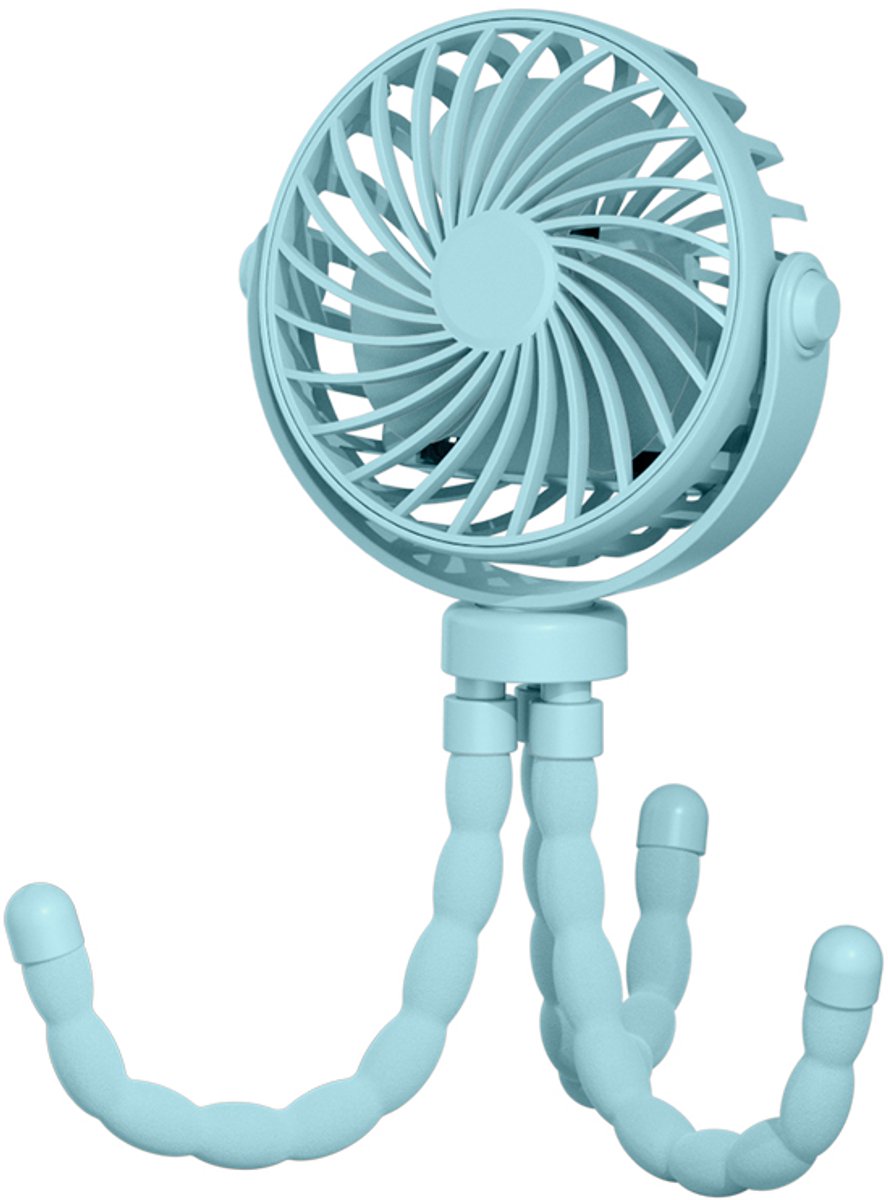 Handheld Fan - Rechargeable Portable Fan - Blauw - Cordless Table Fan - Mini Stroller Fan - 3 Modes - Mini Fan - Festival Fan - Octopus Fan - Image 1