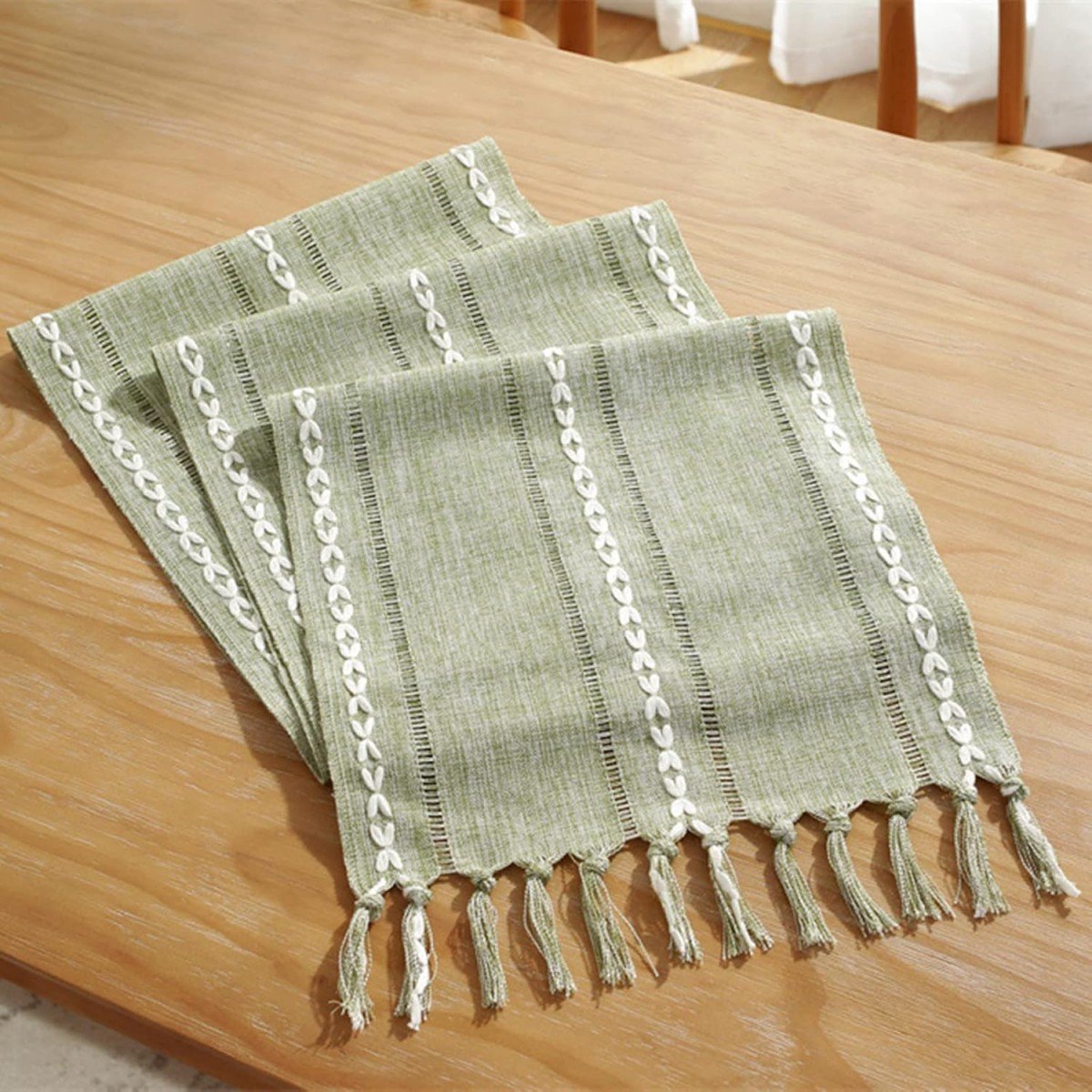 Striped Woven Table Runner - Embroidered Woven Table Runner with Tassels - Bohemian Style Striped Woven Table Runner - For Parties, Christmas, Kitchen, Dinner, Birthday Table Decorations - 33 x 305 cm - Image 6
