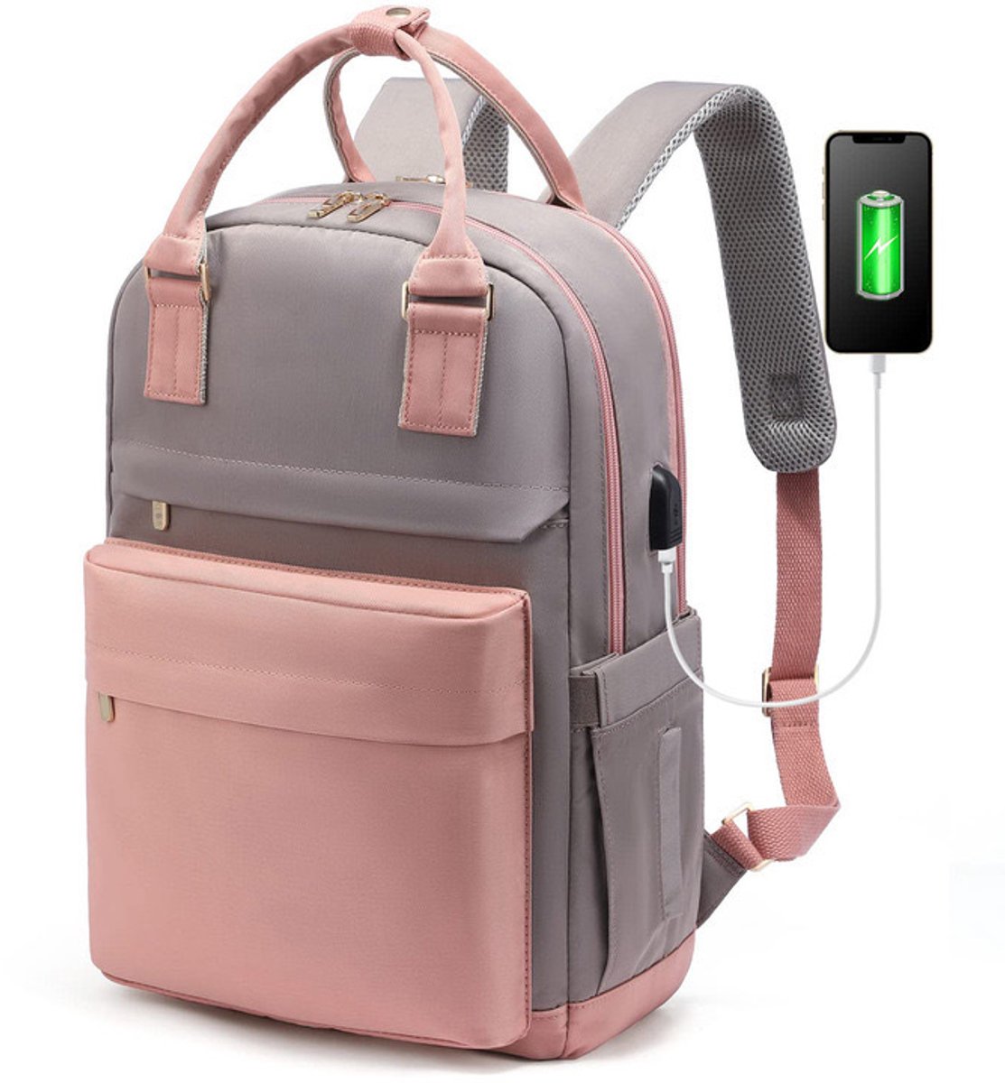 Nieuwe 2025 Backpack - 40L Travel Bag - Maximum Capacity - Laptop Backpack - School Backpack - For School and University Trips - Pink/Grey - Image 1