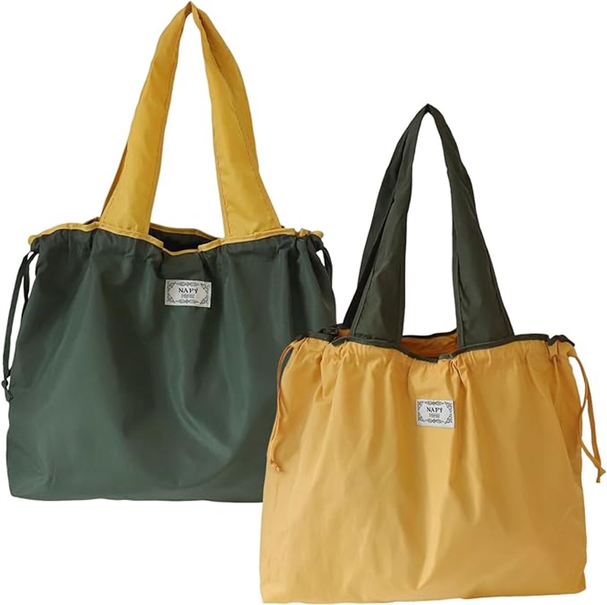 tote bag, shopping bag, foldable shopping bag, set of 2 shopping bags, washable drawstring shopping bag, foldable shopping bag, large tote bag, reusable nylon, foldable shopping bag, camping bag - Image 1