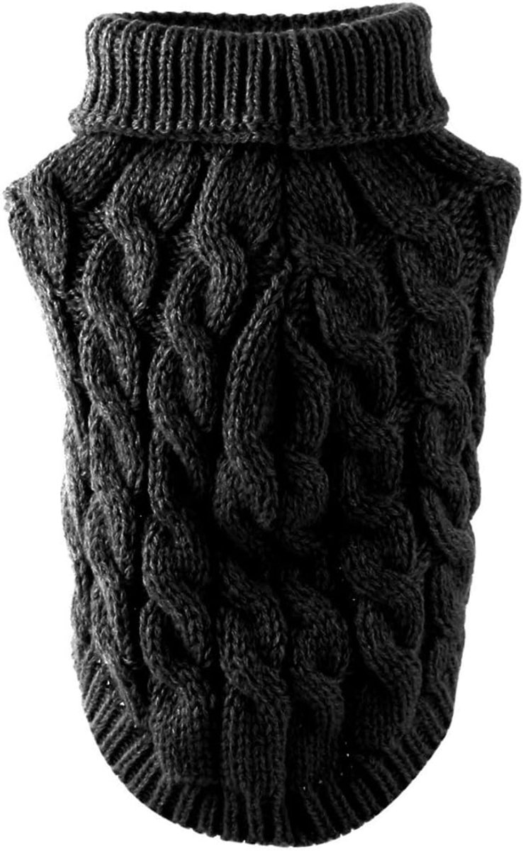 Dog Coat - Dog Sweater Vest - Warm Dog Coat - Winter Dog Sweater - Soft Knitted Wool Dog Clothes - Crochet Coat - Perfect for Small Dogs - Medium-Sized Dogs - Size M - Black - Image 1