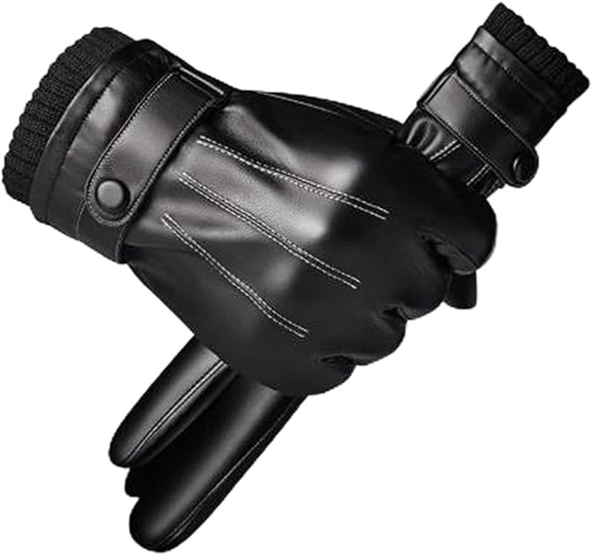Winter Gloves - Men's Leather Winter Gloves - Black Lining - Warm Synthetic Leather - Touchscreen Compatible, Windproof and Anti-Slip - Perfect for Driving - Perfect for Christmas - Christmas Gift Idea - Image 1