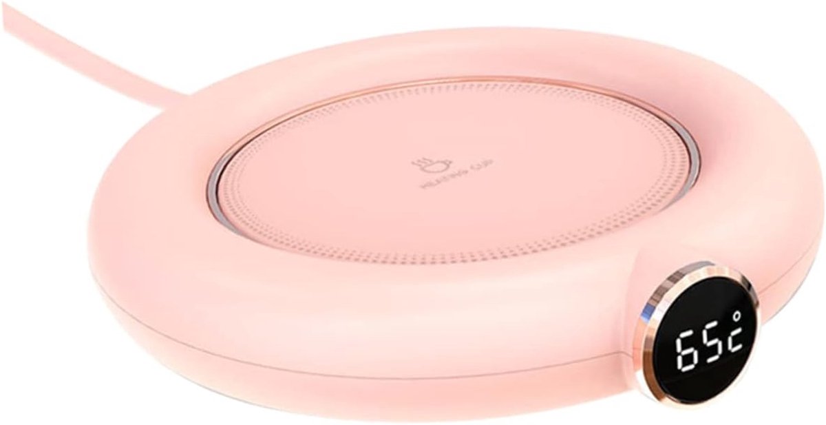 Mug or cup warmer - Heating plate - Coffee cup warmer - Tea cup warmer - Thermal heating plate - Heated coaster - USB coffee warmer for home, office, or desk use - Pink - Image 1