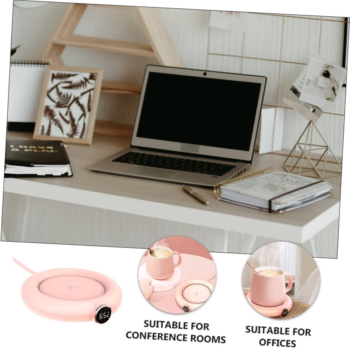 Mug or cup warmer - Heating plate - Coffee cup warmer - Tea cup warmer - Thermal heating plate - Heated coaster - USB coffee warmer for home, office, or desk use - Pink - Image 4