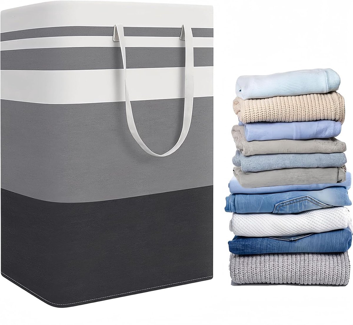 Foldable laundry basket - Large capacity laundry bag - Laundry basket with handles - Laundry hamper for dirty laundry - Suitable for bedroom, bathroom, dormitory - Image 1