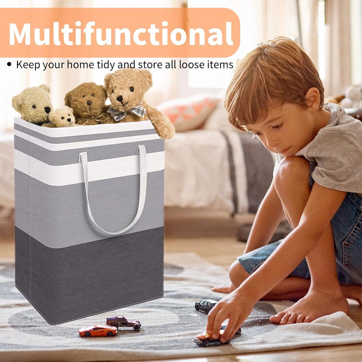 Foldable laundry basket - Large capacity laundry bag - Laundry basket with handles - Laundry hamper for dirty laundry - Suitable for bedroom, bathroom, dormitory - Image 4