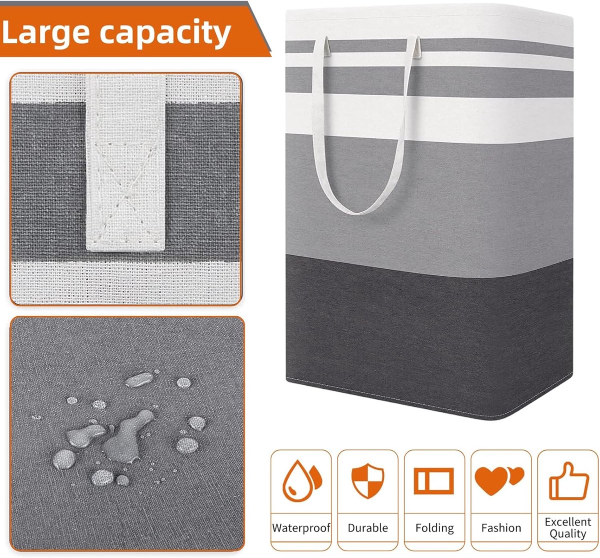 Foldable laundry basket - Large capacity laundry bag - Laundry basket with handles - Laundry hamper for dirty laundry - Suitable for bedroom, bathroom, dormitory - Image 7