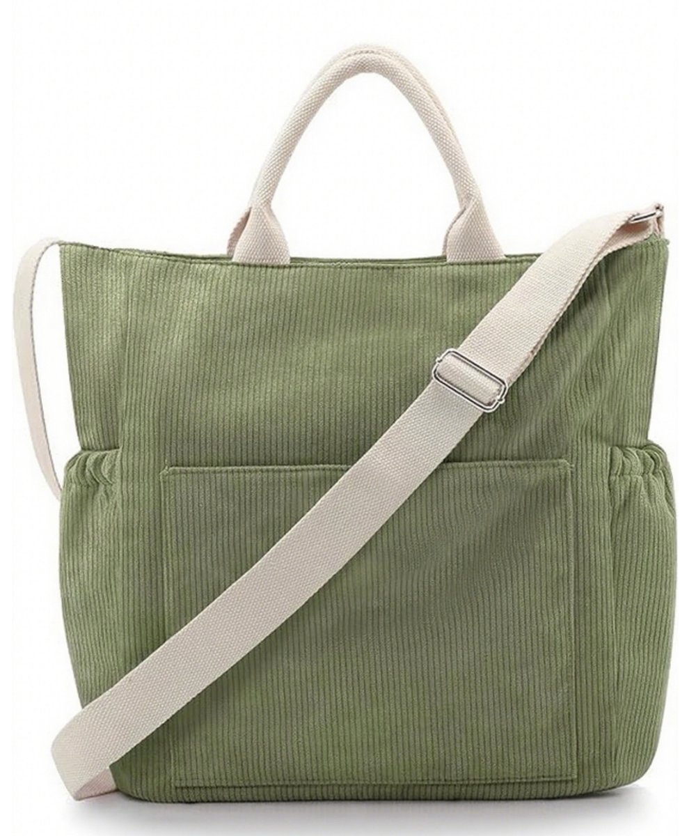 Tote bags, shopping bags, large corduroy bags, rope bags, fabric bags with adjustable shoulder strap for work, travel, shopping, school and university. - Image 1