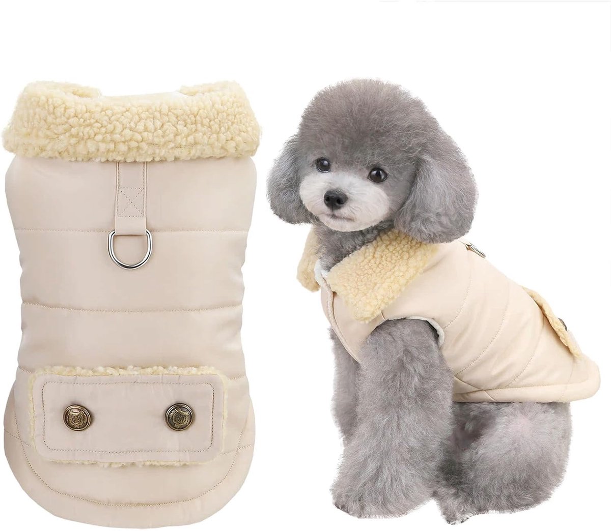 Dog Coat - Extreme Cold Weather Coat - Winter Dog Coat - Warm Dog Coat - Windproof Dog Coat - Velvet Dog Coat - Thick Winter Clothing - Fur Collar - Perfect for Dogs - Size XXL - Khaki - Image 1