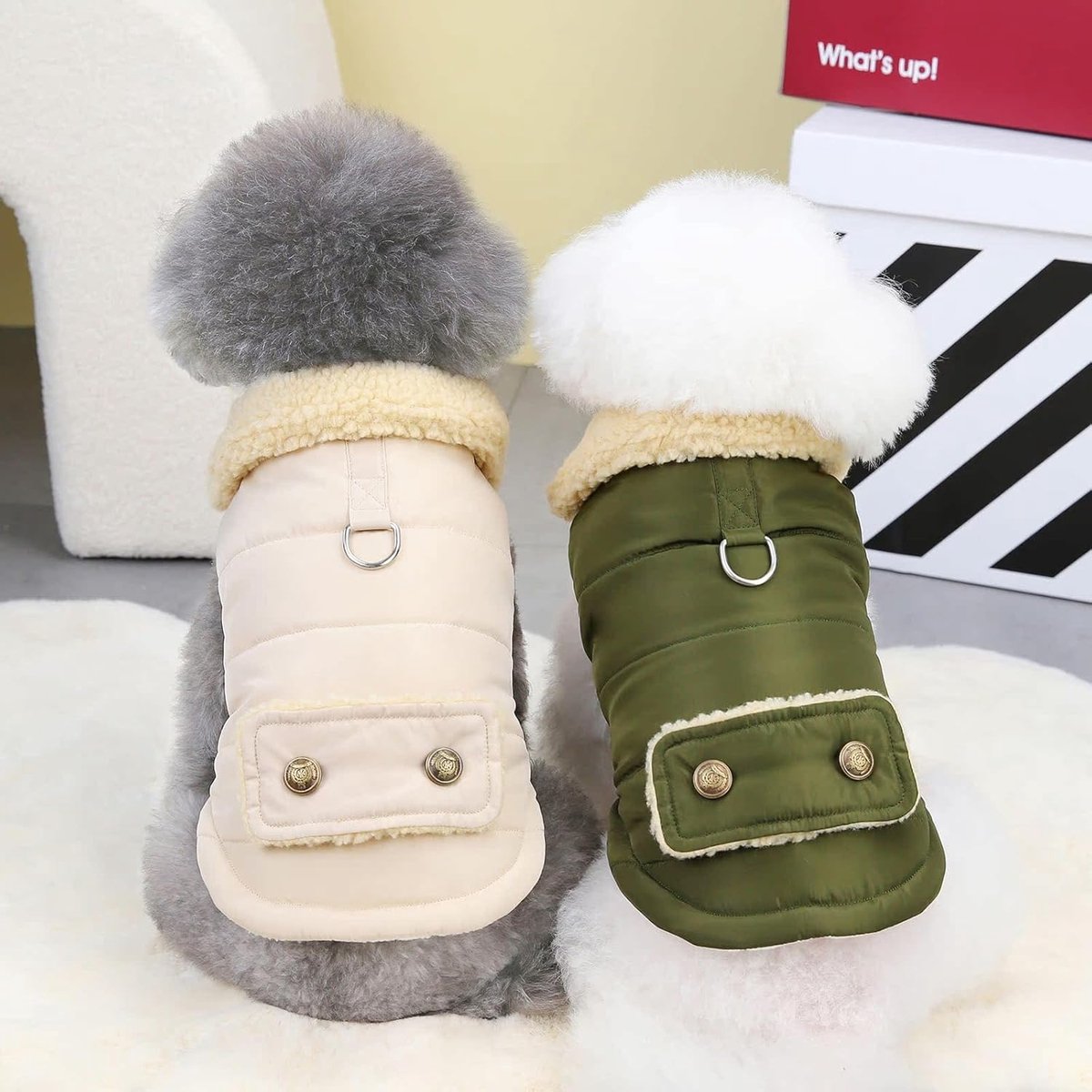 Dog Coat - Extreme Cold Weather Coat - Winter Dog Coat - Warm Dog Coat - Windproof Dog Coat - Velvet Dog Coat - Thick Winter Clothing - Fur Collar - Perfect for Dogs - Size XXL - Khaki - Image 6