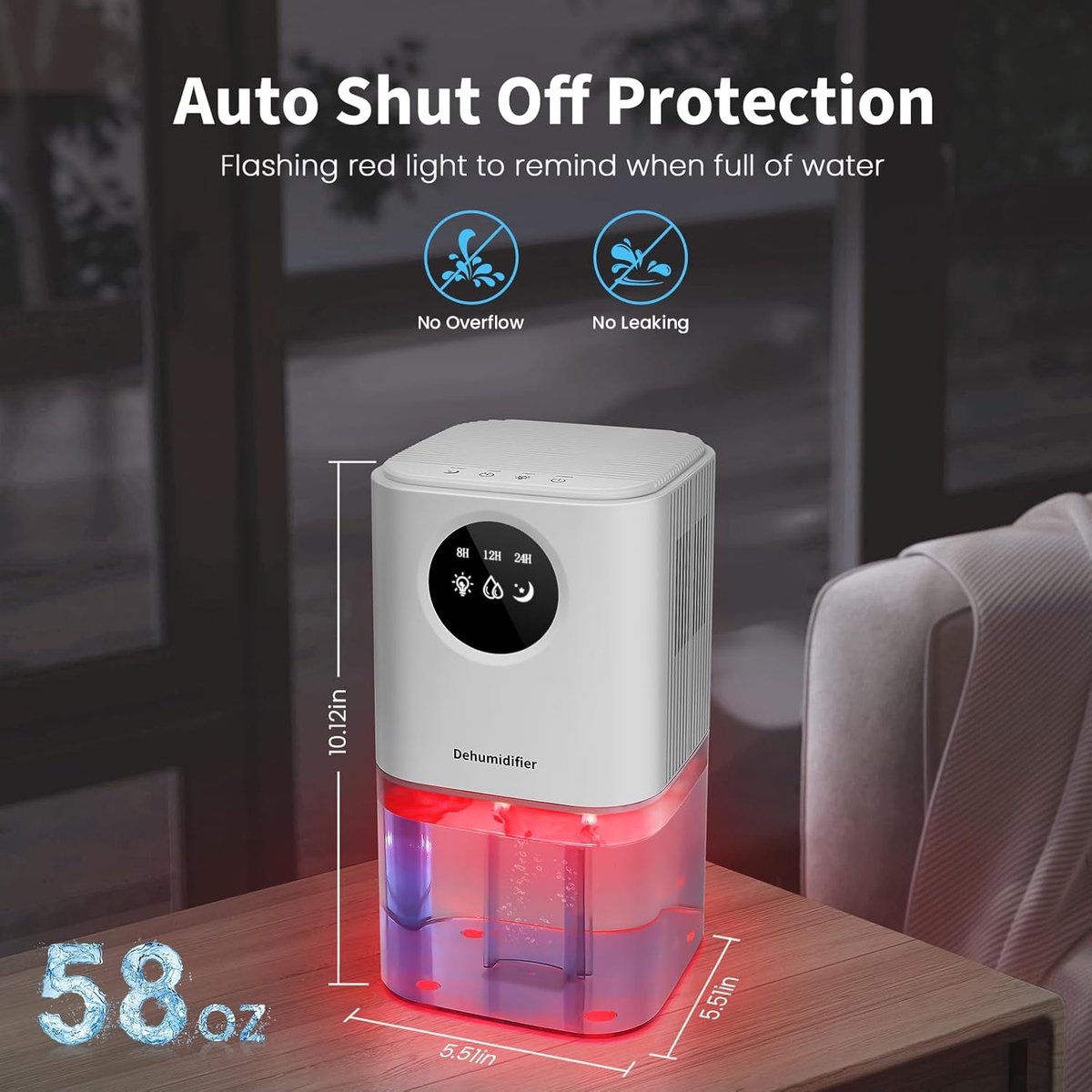 Dehumidifier - Ultra-Quiet Smart Dehumidifier - Home Dehumidifier - Ultra-Quiet Portable Dehumidifier - For Drying Laundry - Dehumidifies Bedrooms, Bathrooms, Wardrobes, and Caravans - White - Image 6