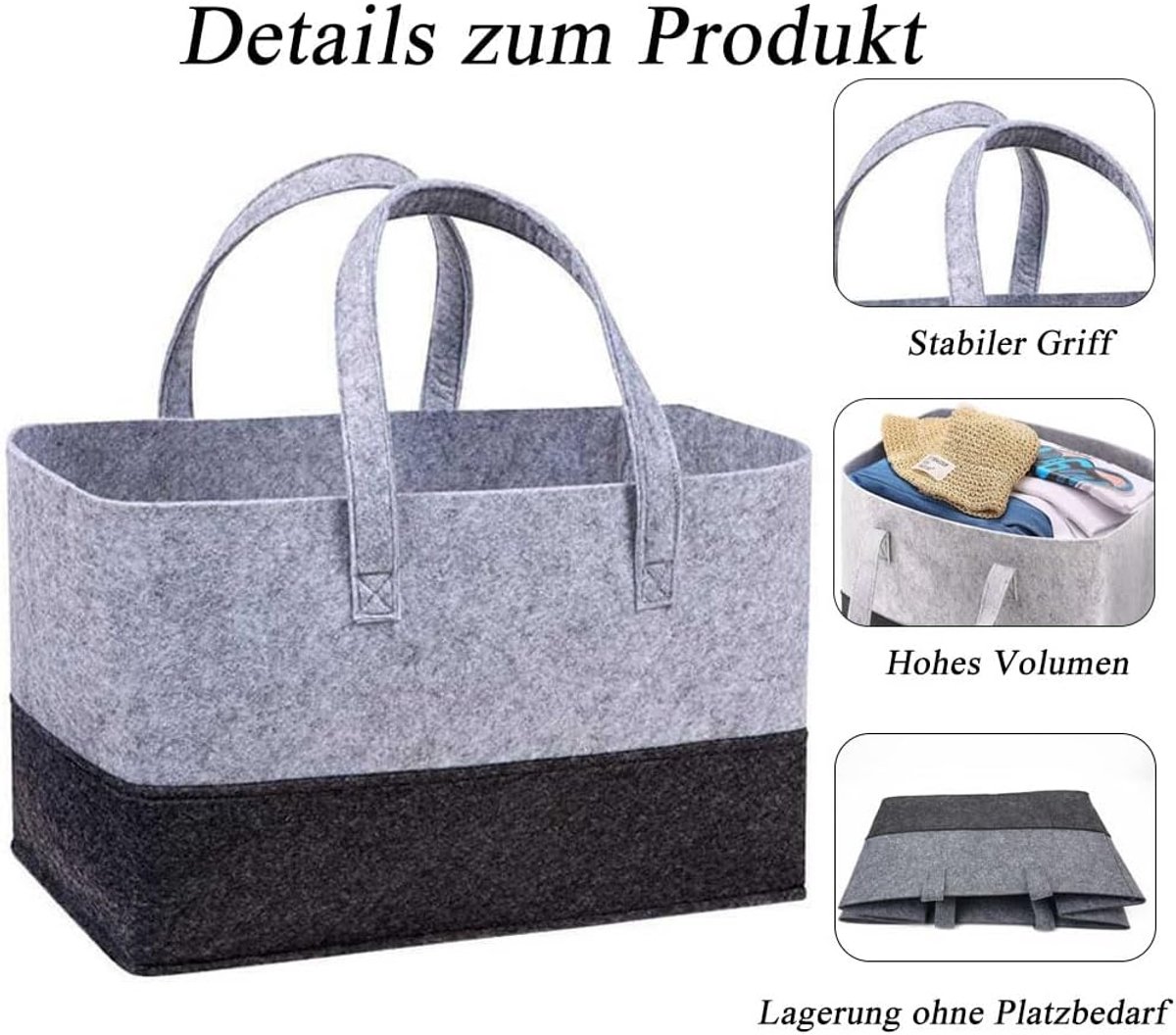 5 pcs Tote bag, shopping bag, foldable shopping basket, large shopping bag, felt tote bag, reusable shopping bag, felt shopping basket, suitable for shopping, travel, storage - Image 7