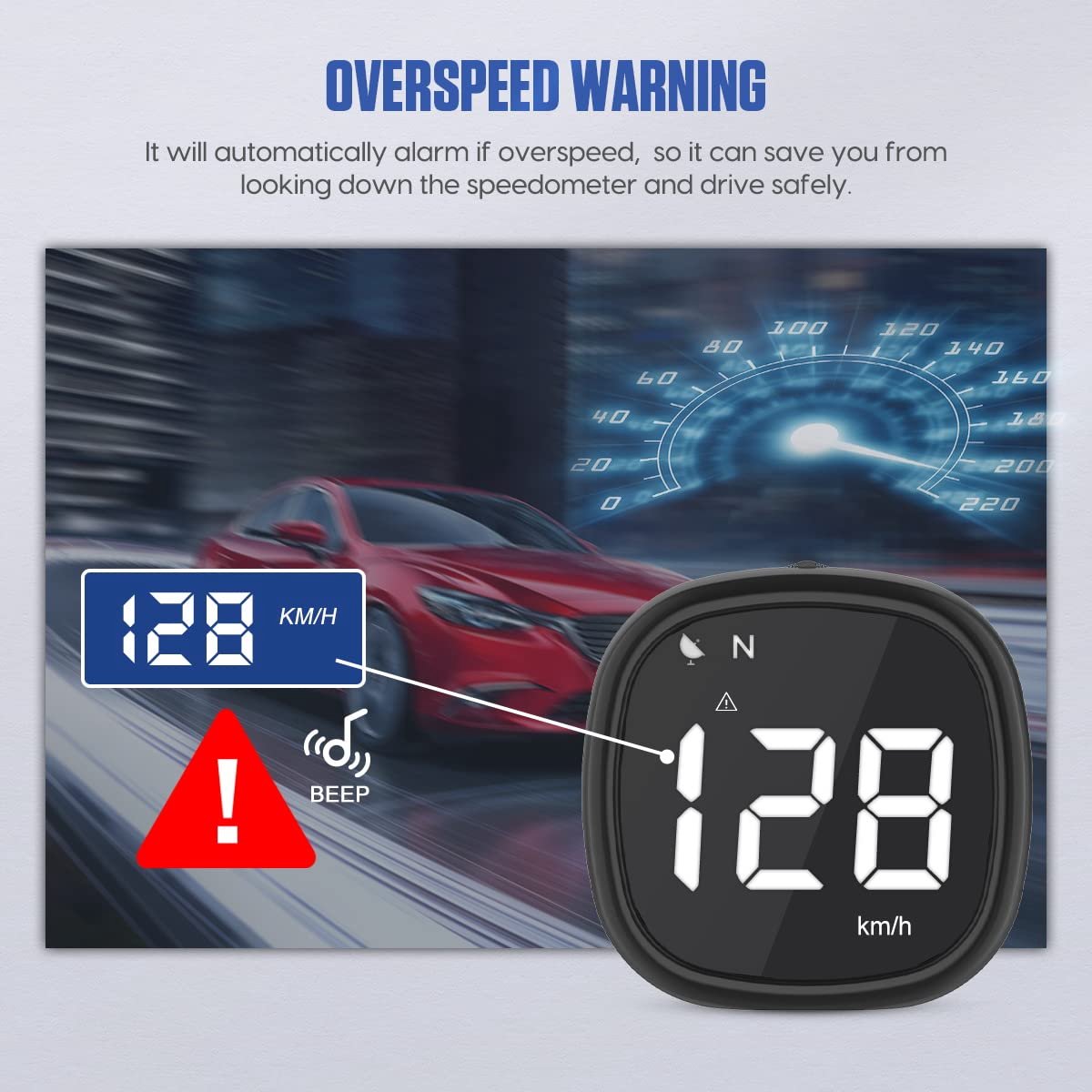 Speedometer - Digital GPS Speedometer - Head-up Display - KMH/MPH - With driver fatigue alert and speed warning - For all vehicles - Image 5