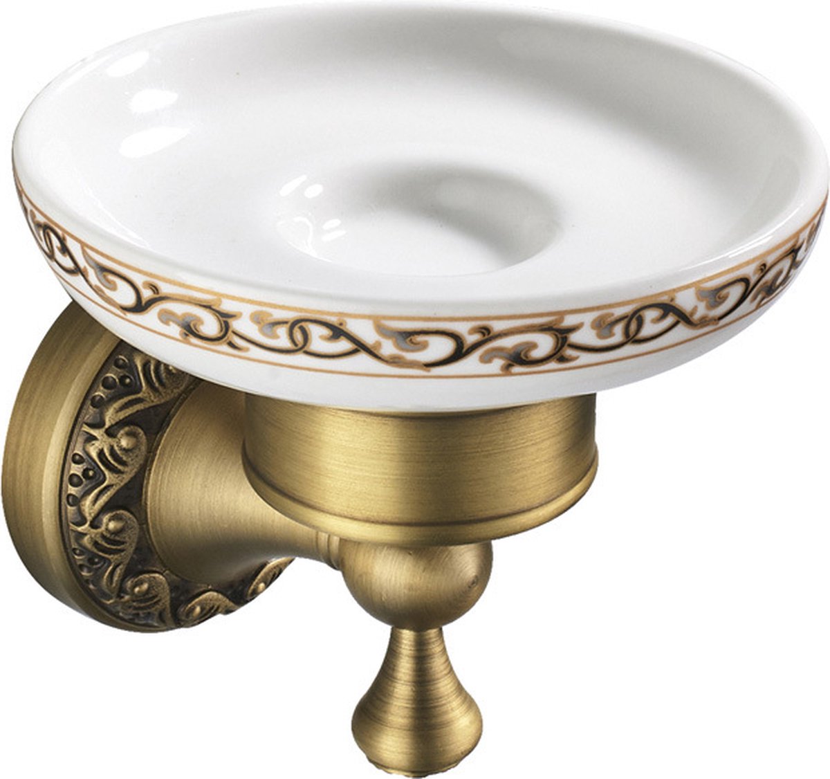 Soap dish - Soap holder - Antique soap dish - Brass ceramic - Wall mounted - Hanging soap dish for shower - Shower/bathroom holder - Image 1