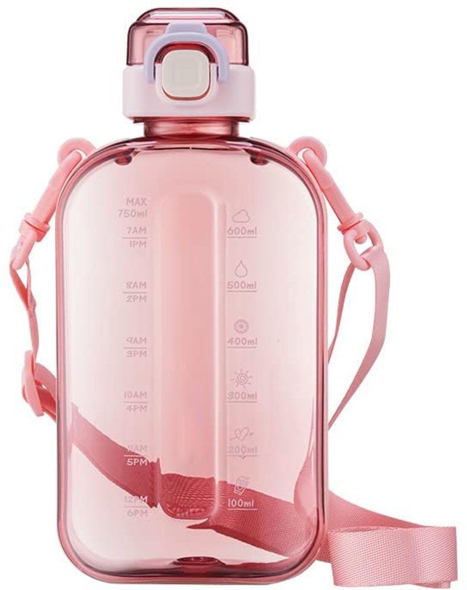 Sports Water Bottle - Fitness Water Bottle - Water Bottle - 750ml Leakproof Water Bottle - Water Bottle - Suitable for travel, picnics, camping, hiking - Pink - Image 1