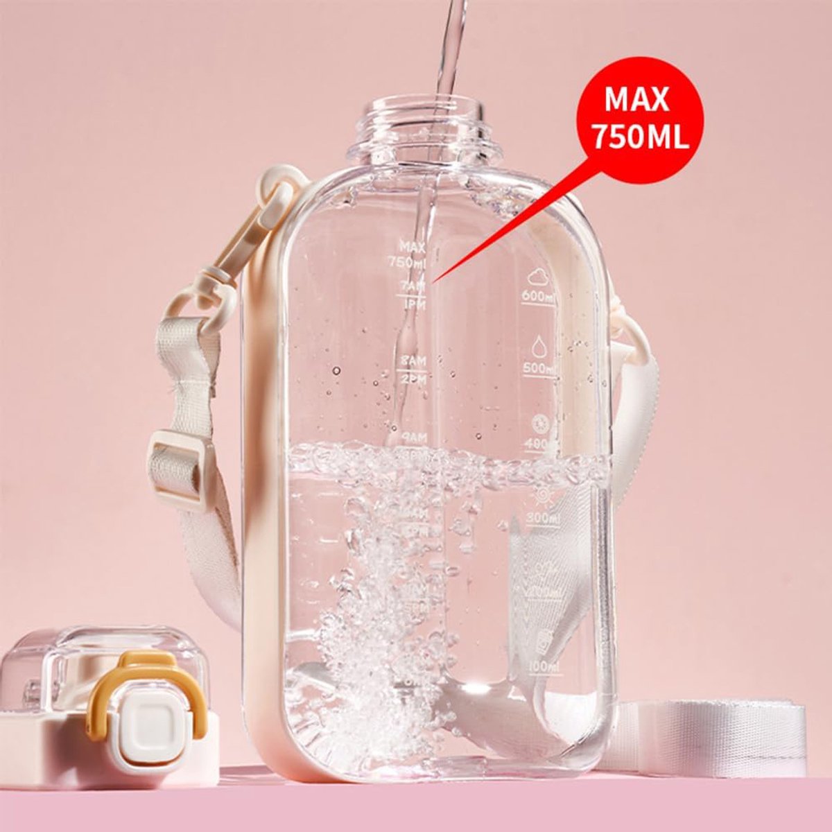 Sports Water Bottle - Fitness Water Bottle - Water Bottle - 750ml Leakproof Water Bottle - Water Bottle - Suitable for travel, picnics, camping, hiking - Pink - Image 4