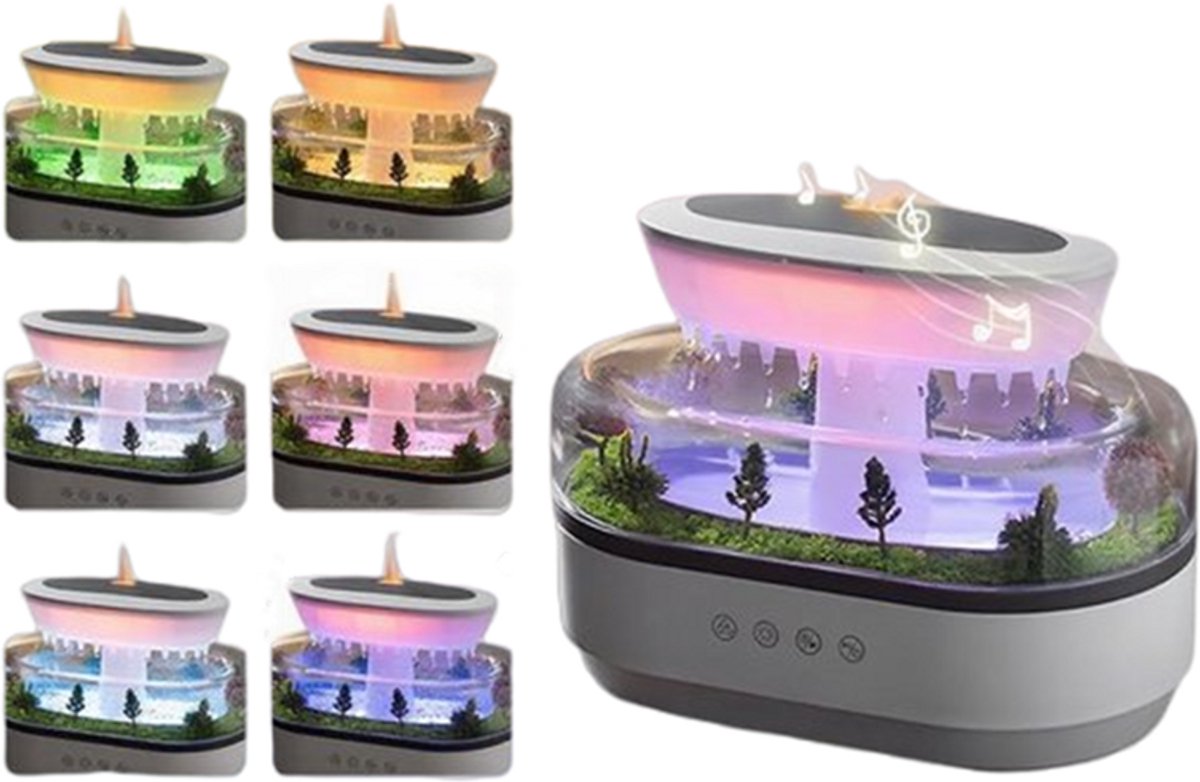 Humidifiers - Aromatherapy Humidifier - Bedroom Humidifier - With 7-Color Night Light and Music - Raindrop Landscape Humidifier - Aroma Diffuser for Essential Oils - Humidifier - Air Humidifier - Wit - Image 1