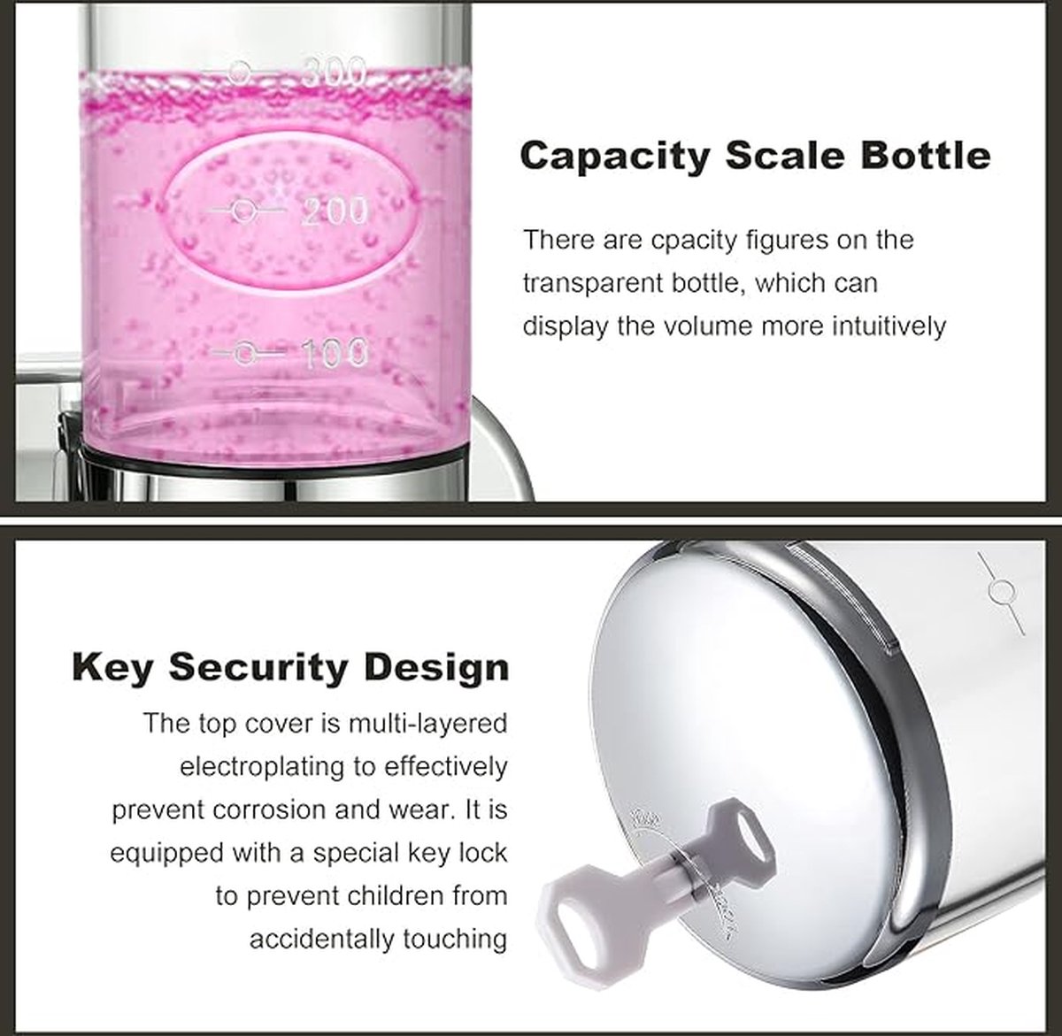 Soap dispenser - silver - 2 reservoirs - 2 x 500ml - wall-mounted - soap pump - soap holder - bathroom and sink - shampoo dispenser - Image 2