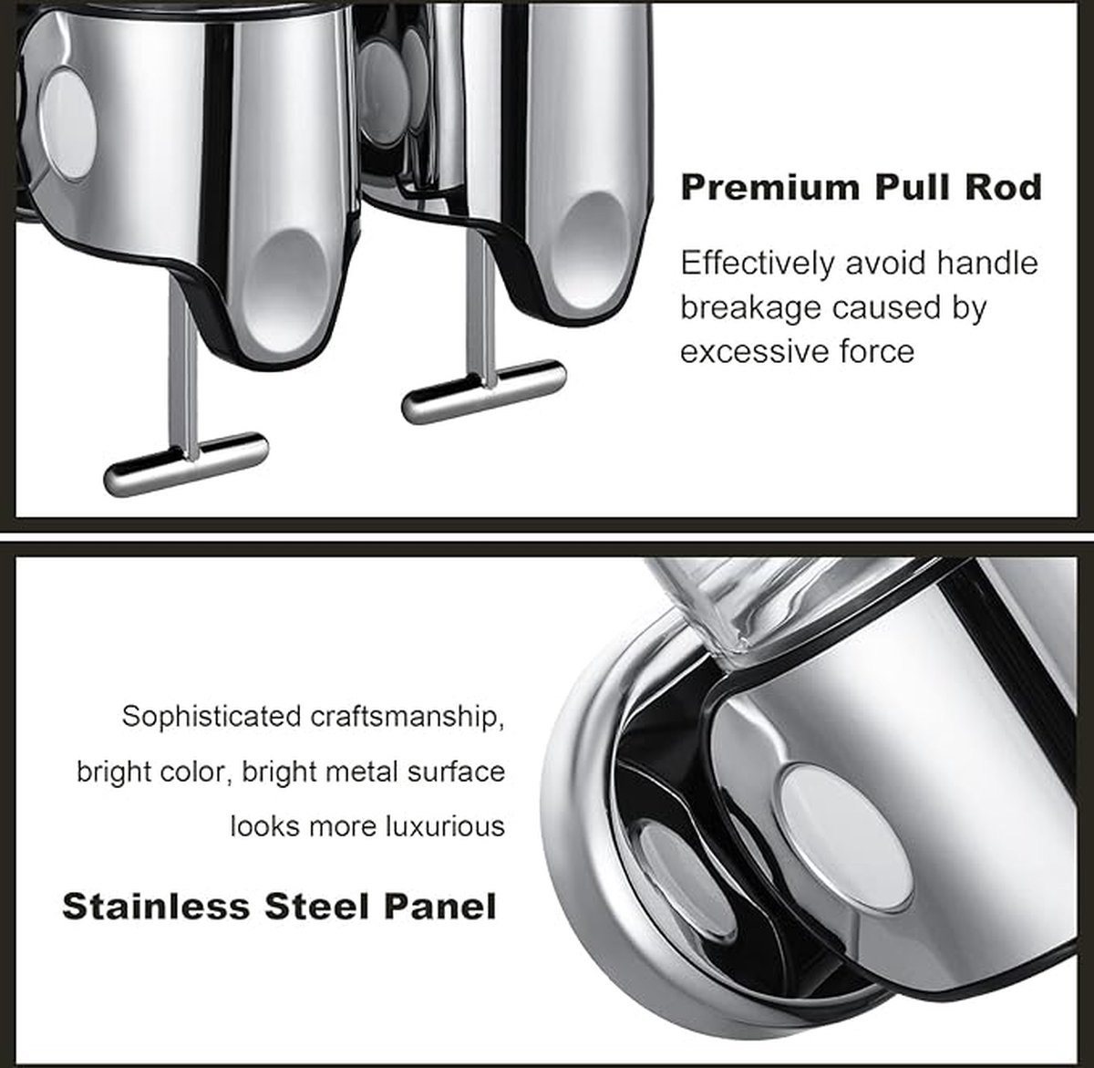 Soap dispenser - silver - 2 reservoirs - 2 x 500ml - wall-mounted - soap pump - soap holder - bathroom and sink - shampoo dispenser - Image 3