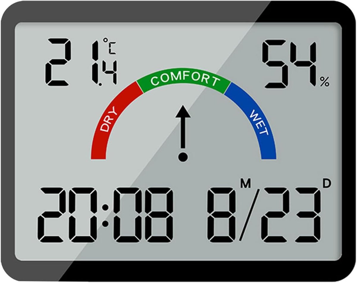 Wekker - Weather Station - Room Thermometer - Digital Alarm Clock - Shower Timer - Kitchen Thermometer - Ultra-Thin Digital Wall Clock - Battery Operated Suction Cup - Suitable for Refrigerators and Walls - Christmas Gift - Black - Image 1