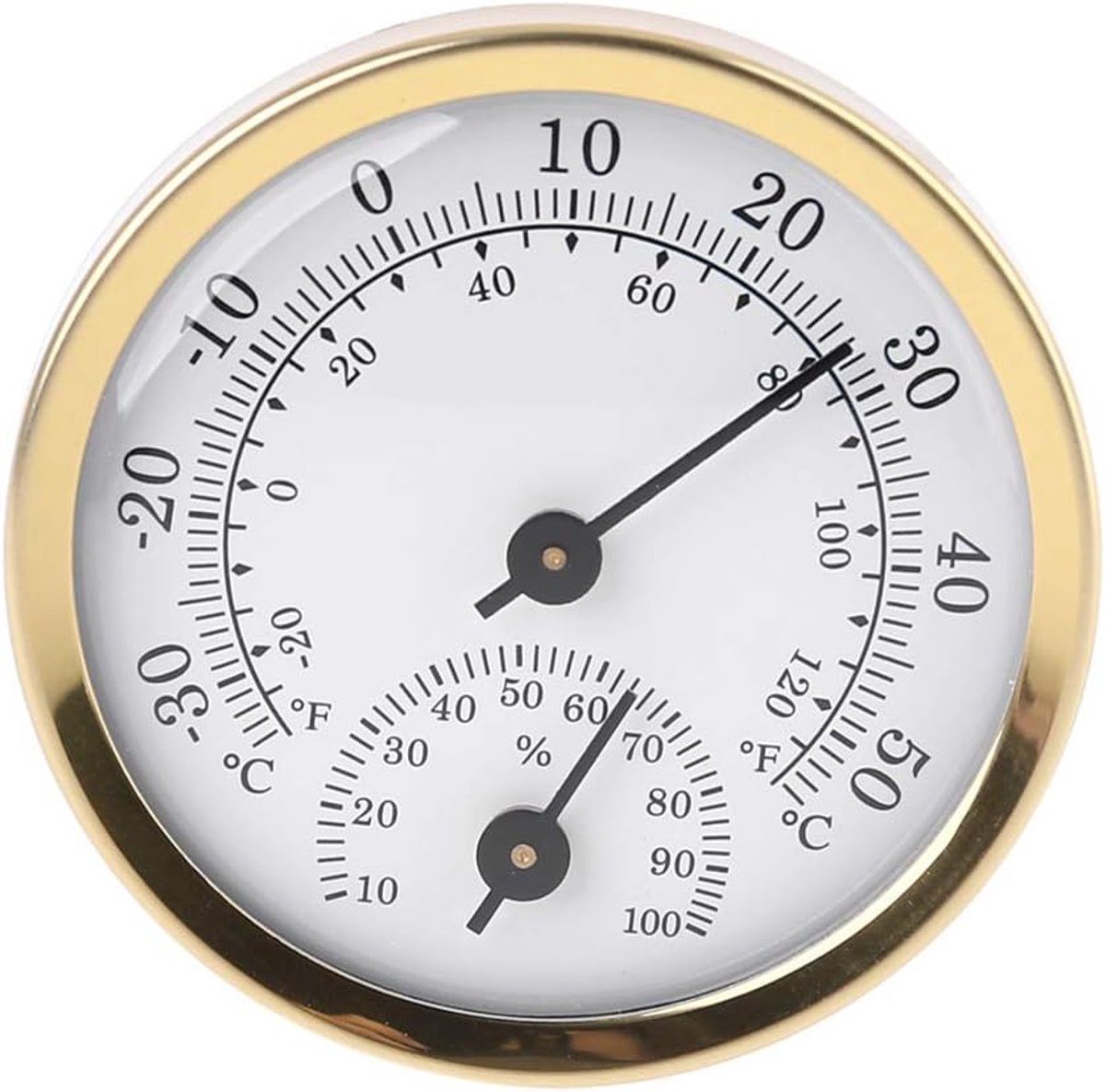Indoor Thermometer - Outdoor Thermometer - Hygrometer - Weather Station - Thermometer Hygrometer - Air Temperature Display - 58 mm - Gold + White - Desktop - Image 1