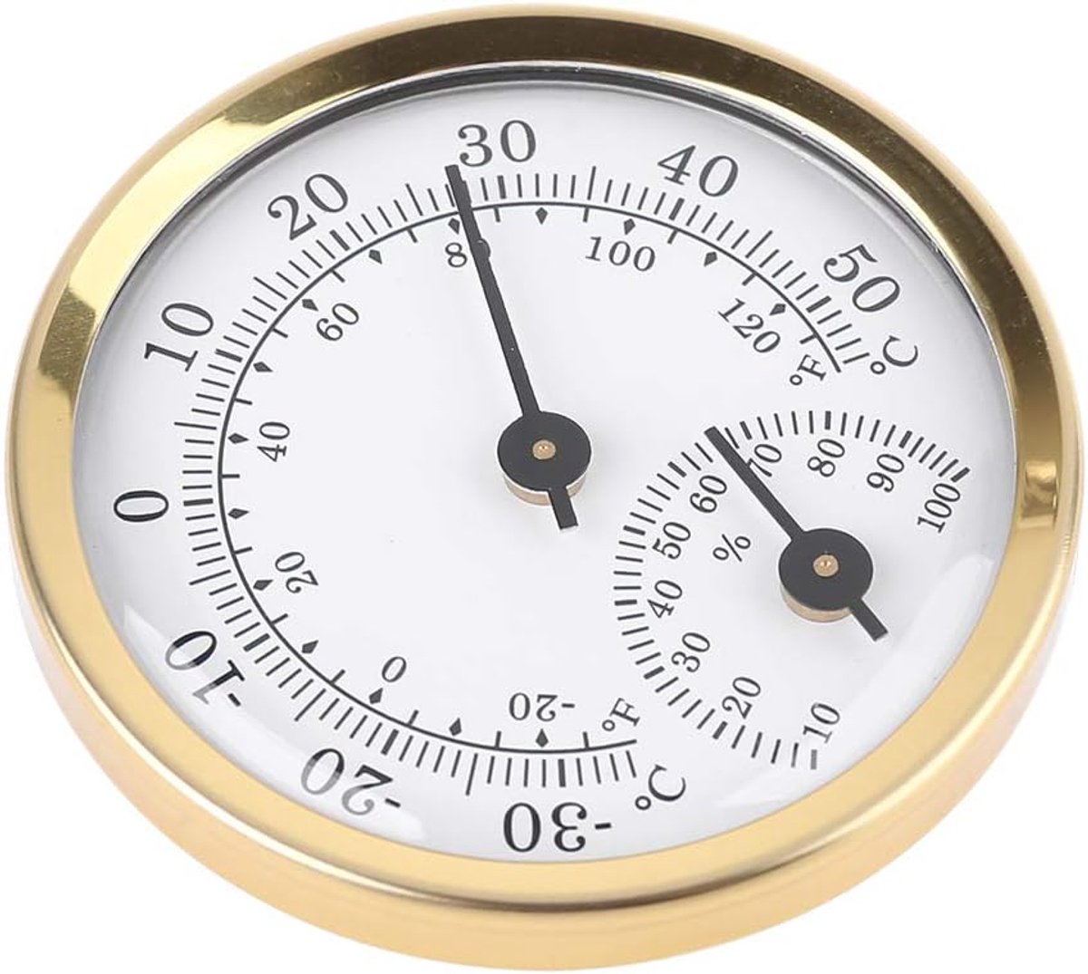 Indoor Thermometer - Outdoor Thermometer - Hygrometer - Weather Station - Thermometer Hygrometer - Air Temperature Display - 58 mm - Gold + White - Desktop - Image 3