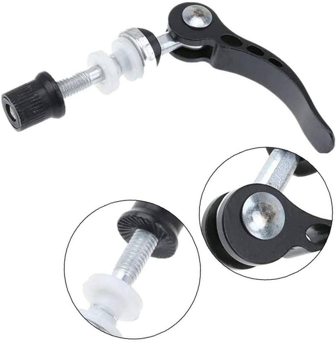 Quick-release seatpost clamp for mountain bikes, 2 pieces, aluminum, for Quick threaded seatposts, Quick-release fasteners, black - Image 4