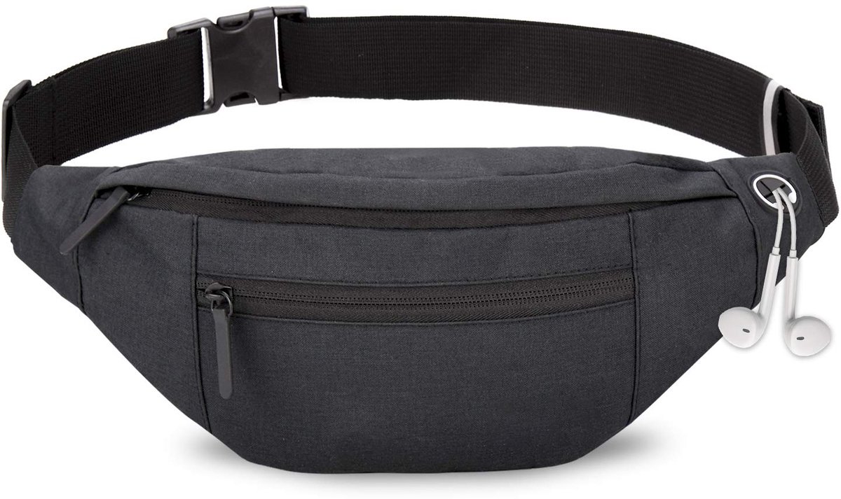 Fanny pack - Sports fanny pack - Running belt - Large fanny pack - Men's and women's - Fanny pack - Pouch - LIGHTWEIGHT RUNNING - For travel/on the go - Dark gray - Image 1